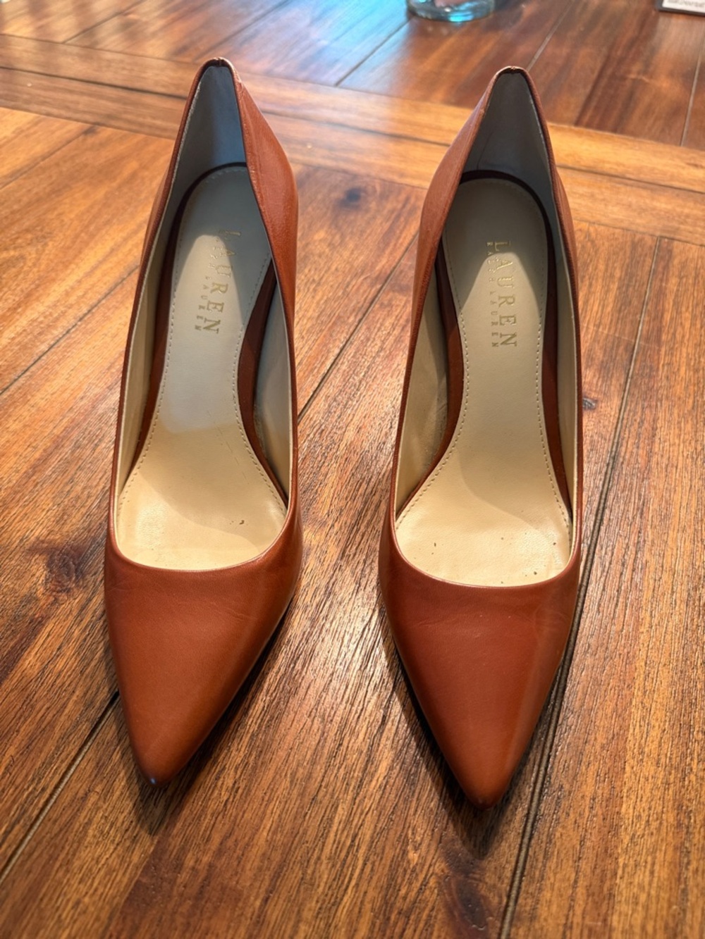 Lauren Ralph Lauren Women's Cognac Pointed-Toe Leather Pumps
